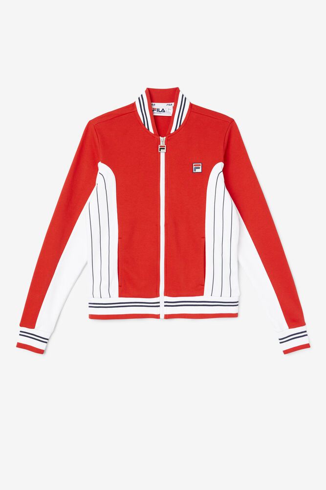 Fila Jacket Womens Red/White - Settanta Ii - Philippines 5439026-YU